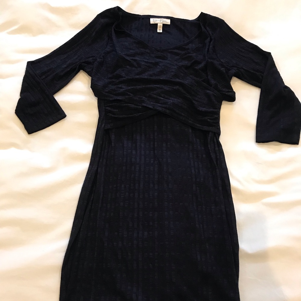 Jessica Simpson Wrap Maternity Dress- Navy Blue- S